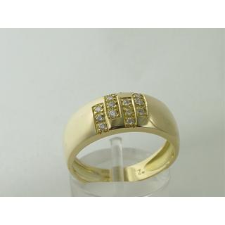 Χρυσό δαχτυλίδι Κ14 με πέτρες ζιργκόν Μοντέρνα-Διάφορα ΔΑ 001107  Βάρος:4.7gr