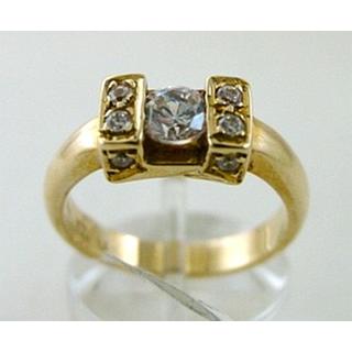 Χρυσό δαχτυλίδι Κ14 με πέτρες ζιργκόν Μοντέρνα-Διάφορα ΔΑ 001121  Βάρος:6.1gr