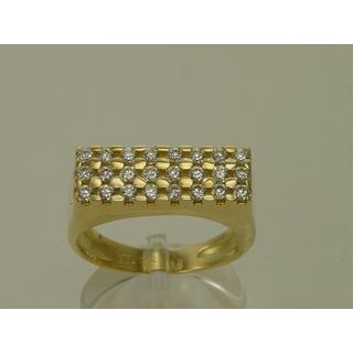 Χρυσό δαχτυλίδι Κ14 με πέτρες ζιργκόν Μοντέρνα-Διάφορα ΔΑ 001127  Βάρος:7.26gr