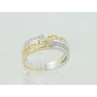 Gold 14k ring Greek key with Zircon ΔΑ 001190  Weight:6.57gr