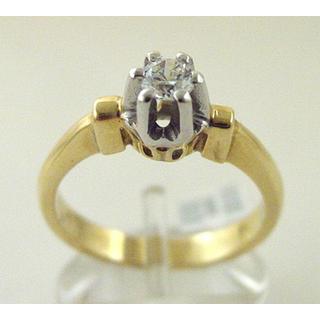 Χρυσό δαχτυλίδι Κ14 με πέτρες ζιργκόν Μονόπετρα-Κοσμήματα Γάμου ΔΑ 001201  Βάρος:4.81gr