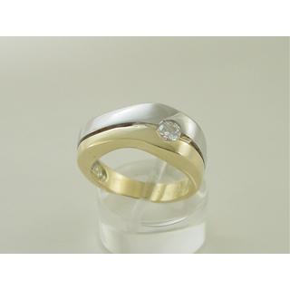 Χρυσό δαχτυλίδι Κ14 με πέτρες ζιργκόν Μοντέρνα-Διάφορα ΔΑ 001232  Βάρος:6.63gr