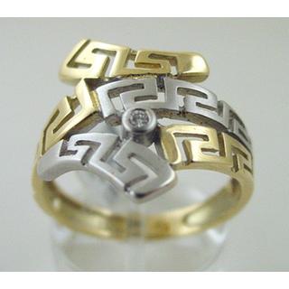 Gold 14k ring Greek Key with Gemstones Greka ΔΔ 000008  Weight:4.3gr