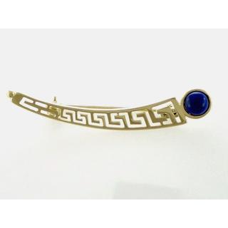 Gold 14k brooch Greek key with semi precious stones  ΚΑ 000001  Weight:2.54gr