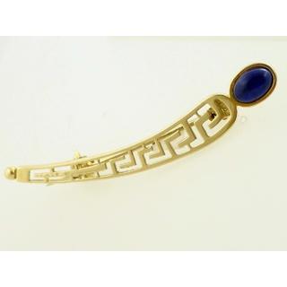 Gold 14k brooch Greek key with semi precious stones ΚΑ 000002  Weight:2.56gr