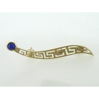 Gold 14k brooch Greek key with semi precious stones ΚΑ 000003  Weight:2.4gr