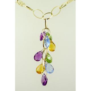 Gold 14k necklace with semi precious stones ΚΟ 000004  Weight:8.65gr