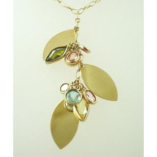 Gold 14k necklace with semi precious stones ΚΟ 000066  Weight:7.57gr