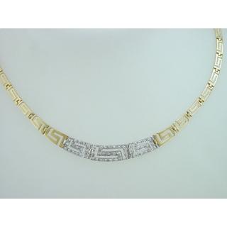 Gold 14k necklace with Zircon Greek key ΚΟ 000260  Weight:18.96gr
