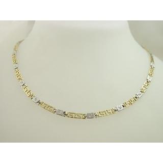 Gold 14k necklace Greek key with Zircon ΚΟ 000300  Weight:25.4gr