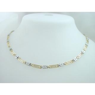 Gold 14k necklace Greek key with Zircon ΚΟ 000301  Weight:24.5gr