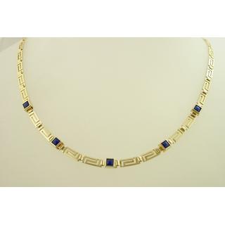 Gold 14k necklace Greek key with semi precious stones ΚΟ 000308  Weight:16.7gr