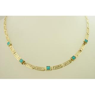 Gold 14k necklace Greek key with semi precious stones ΚΟ 000309  Weight:16.9gr