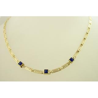 Gold 14k necklace Greek key with semi precious stones ΚΟ 000310  Weight:13.44gr