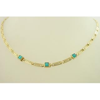 Gold 14k necklace Greek key with semi precious stones ΚΟ 000311  Weight:13.4gr