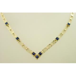 Gold 14k necklace Greek key with semi precious stones ΚΟ 000312  Weight:9.5gr