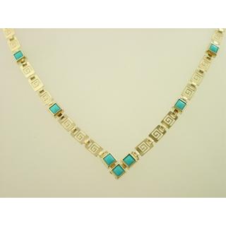 Gold 14k necklace Greek key with semi precious stones ΚΟ 000313  Weight:9.3gr