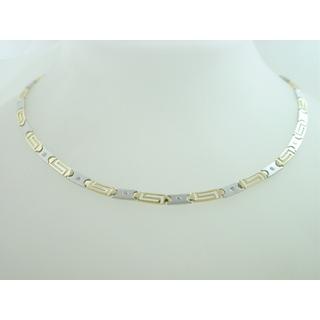 Gold 14k necklace Greek key with Zircon ΚΟ 000316  Weight:18.6gr