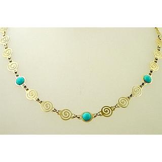 Gold 14k necklace Spiral with semi precious stones ΚΟ 000407  Weight:11.2gr