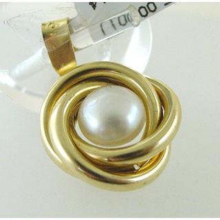 Χρυσό μενταγιόν Κ14 με μαργαριτάρια Μοντέρνα-Διάφορα ΜΕ 000071  Βάρος:2.8gr