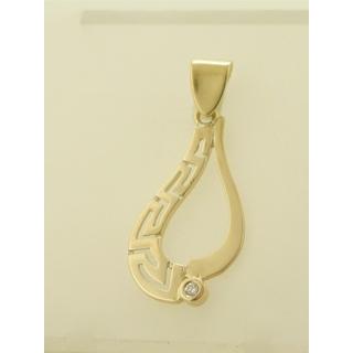 Gold 14k pendants Greek key with Zircon ΜΕ 000104  Weight:1.87gr