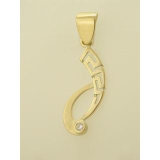 Gold 14k pendants Greek key with Zircon ΜΕ 000128  Weight:1.6gr
