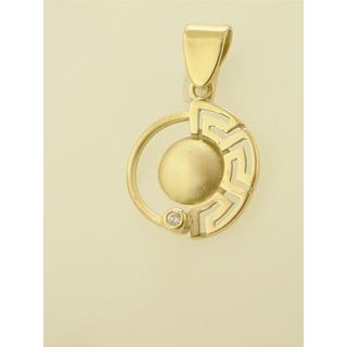 Gold 14k pendants Greek key with Zircon ΜΕ 000129  Weight:1.9gr