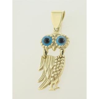 Gold 14k pendants Owl ΜΕ 000149  Weight:3.18gr