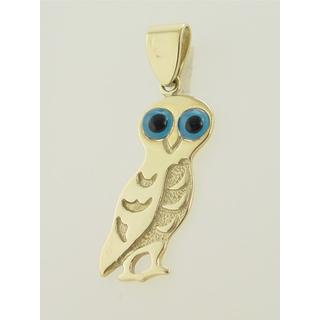 Gold 14k pendants Owl ΜΕ 000150  Weight:2.74gr