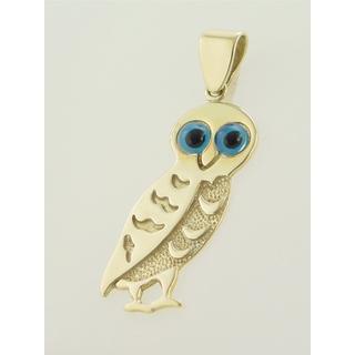 Gold 14k pendants Owl ΜΕ 000151  Weight:3.7gr