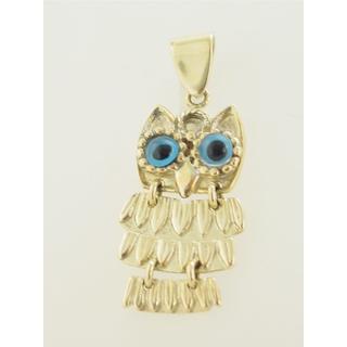 Gold 14k pendants Owl ΜΕ 000152  Weight:4.8gr