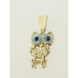 Gold 14k pendants Owl ΜΕ 000154  Weight:2.99gr