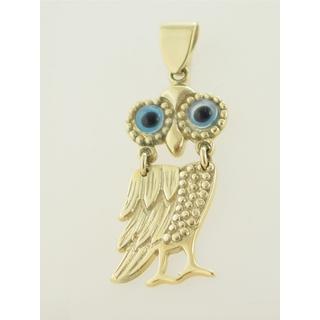 Gold 14k pendants Owl ΜΕ 000158  Weight:5gr