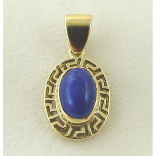 Gold 14k pendants Greek key with semi precious stones ΜΕ 000159  Weight:1.99gr