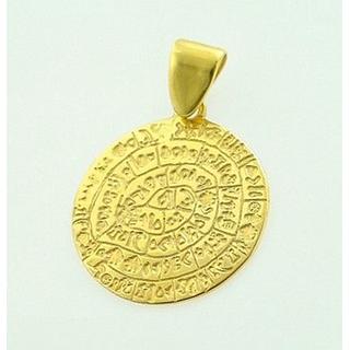 Gold 14k pendants Phaistos disk ΜΕ 000171  Weight:2.06gr