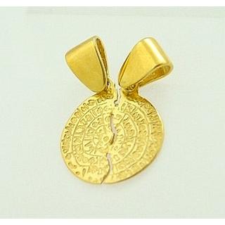 Gold 14k pendants Phaistos disk ΜΕ 000172  Weight:1.41gr