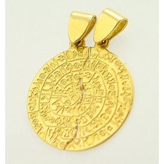 Gold 14k pendants Phaistos disk ΜΕ 000174  Weight:3.92gr