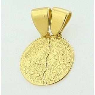 Gold 14k pendants Phaistos disk ΜΕ 000180  Weight:2.16gr