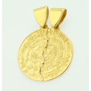 Gold 14k pendants Phaistos disk ΜΕ 000181  Weight:3.18gr