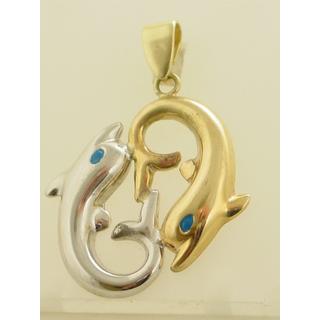 Gold 14k pendants Dolphin ΜΕ 000187  Weight:4.6gr