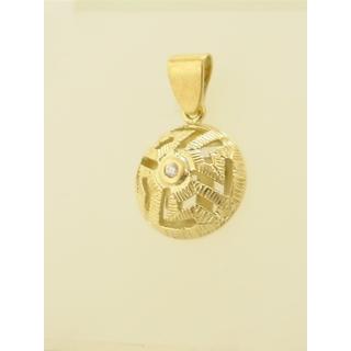 Gold 14k pendants Greek key with Zircon ΜΕ 000218  Weight:3.3gr