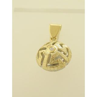 Gold 14k pendants Greek key with Zircon ΜΕ 000219  Weight:3.77gr