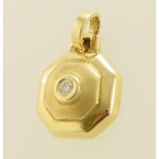 Χρυσό μενταγιόν Κ14 με πέτρες ζιργκόν Μοντέρνα-Διάφορα ΜΕ 000234  Βάρος:3.35gr