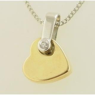 Gold 14k pendants Heart with Zircon ΜΕ 000286  Weight:3gr