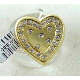 Gold 14k pendants Heart with Zircon ΜΕ 000293  Weight:4.91gr