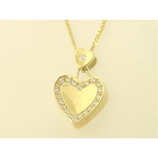 Gold 14k pendants Heart with Zircon ΜΕ 000310  Weight:4.48gr