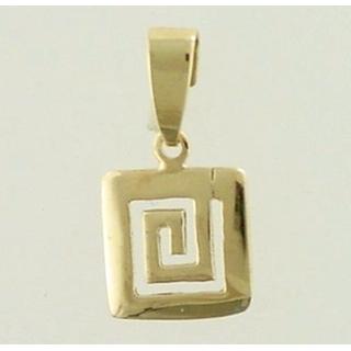 Gold 14k pendants Greek key ΜΕ 000360  Weight:1.08gr