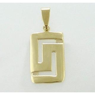 Gold 14k pendants Greek key ΜΕ 000367  Weight:2.1gr