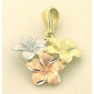 Gold 14k pendants Flowers ΜΕ 000378  Weight:1.32gr