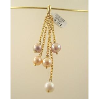 Gold 14k pendants with Pearls ΜΕ 000400  Weight:2gr